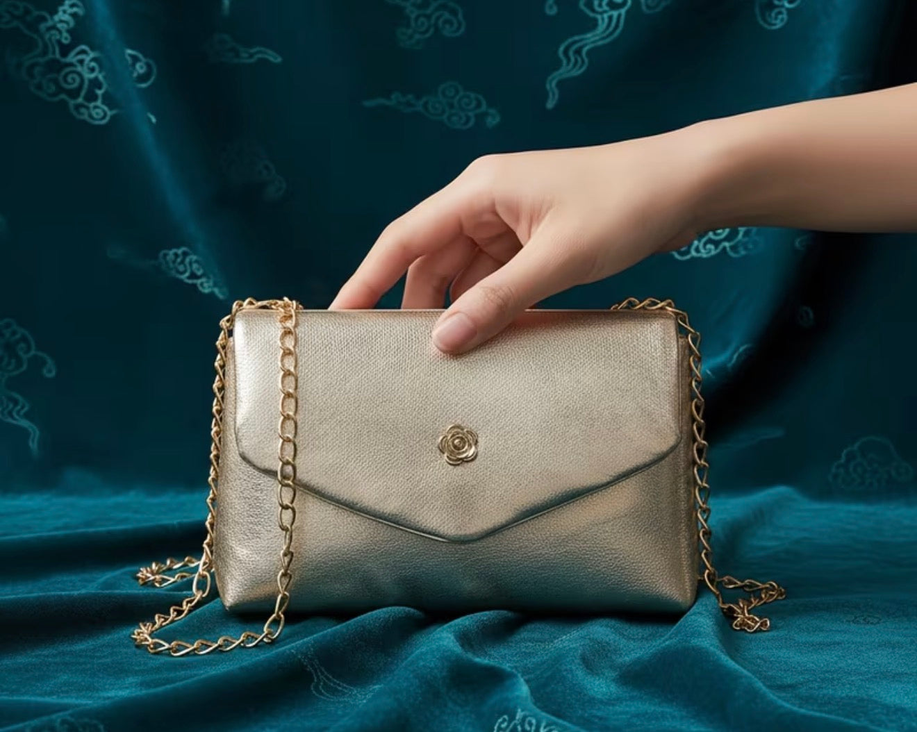 Cartera Zafira – Dorado elegante