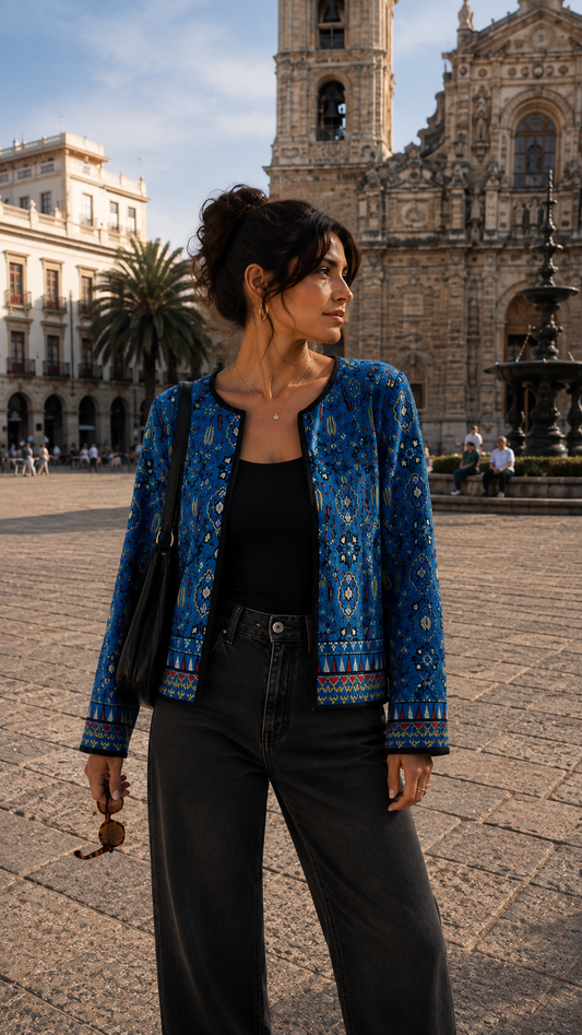 Chaqueta Meera - Azul Mandala