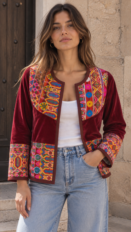 Chaqueta Jaipur Velvet - Rojo 9