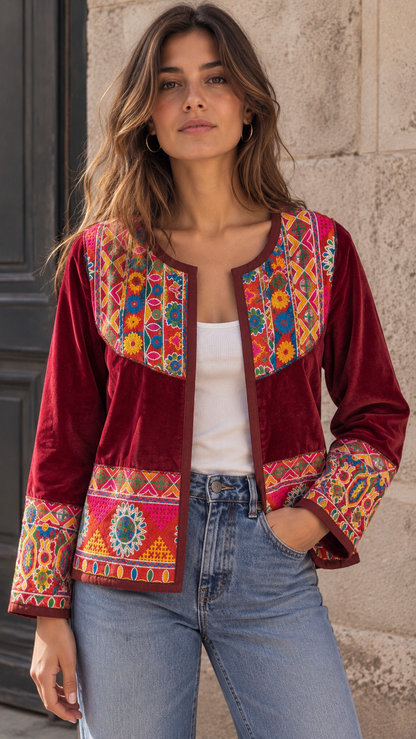 Chaqueta Jaipur Velvet - Rojo 8