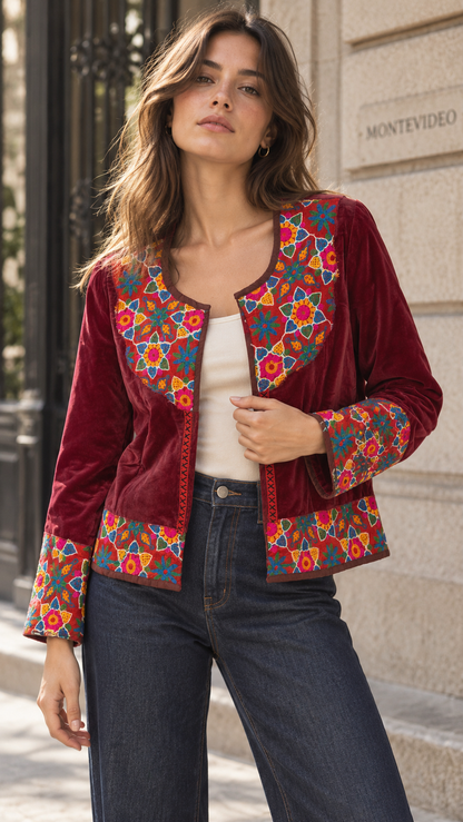Chaqueta Jaipur Velvet - Rojo 7
