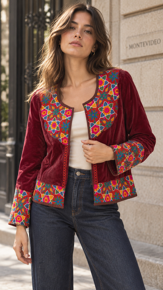 Chaqueta Jaipur Velvet - Rojo 7