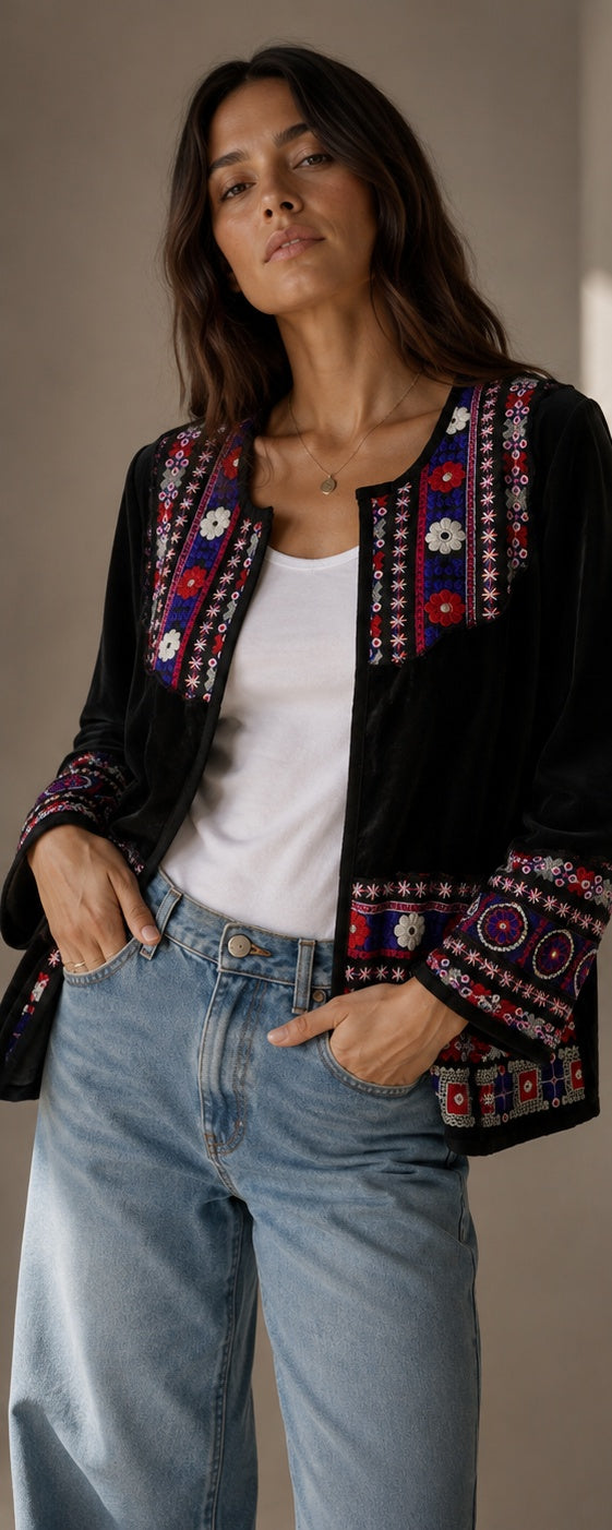 Chaqueta Jaipur Velvet - Negro 10