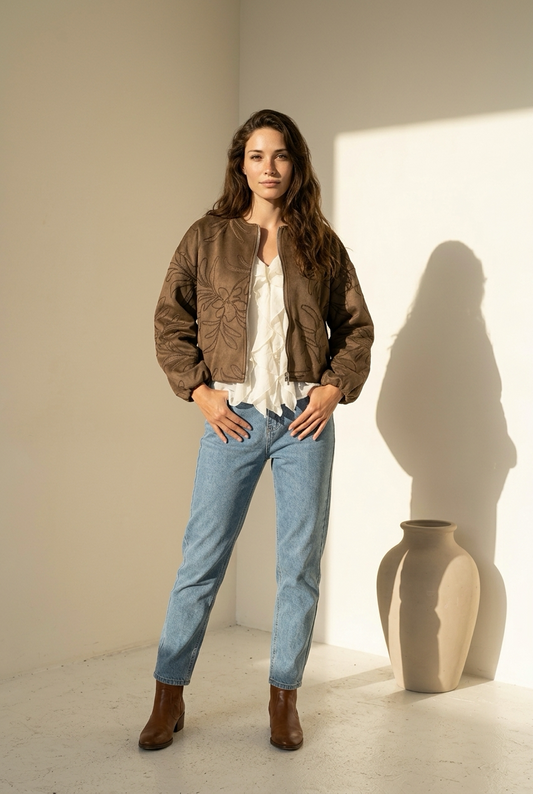 Bomber Kavya - Cacao Bordado
