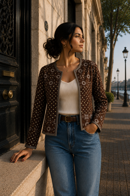 Chaqueta Nayla - Marron Flores 1