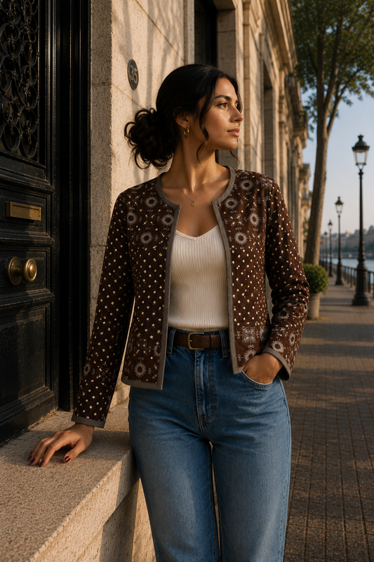 Chaqueta Nayla - Marron Flores 1
