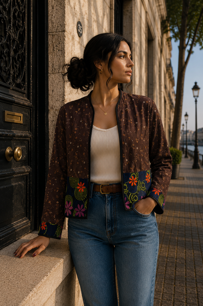 Chaqueta Nayla - Marron Flores 2