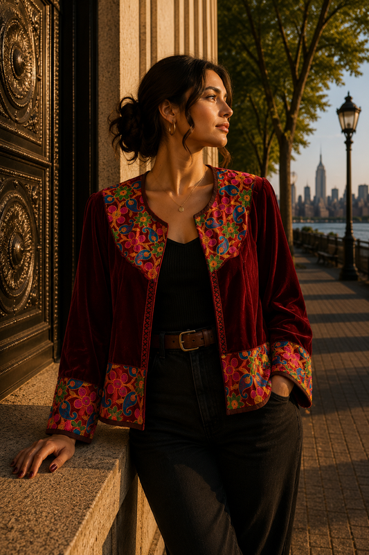 Chaqueta Jaipur Velvet - Rojo 4