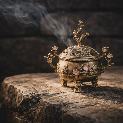Olla Ritual Sakura – Mini Quemador de Incienso